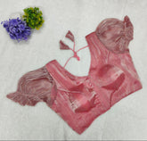 Pujia Mills Woman Readymade Designer V Neck with Puff Sleeve with sequence Work Blouse