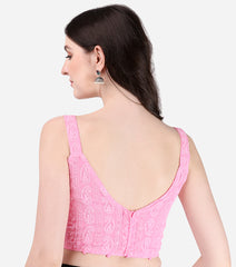 Pujia Mills Women's Georgette Sequin Embroidery Sleeveless Readymade Saree Blouse