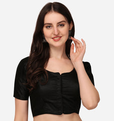 Pujia Mills Women's Silk Puff Sleeve Readymade Saree Blouse