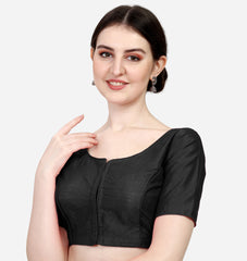 Pujia Mills Women's Plain Half Sleeve Pattern Round Neck Readymade Saree Blouse Indian Ethnic Designer Stitched Women's Readymade Blouse