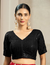 Black front Designer blouse designs for silk saree