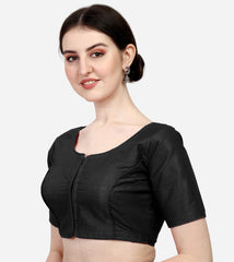 Pujia Mills Women's Plain Half Sleeve Pattern Round Neck Readymade Saree Blouse Indian Ethnic Designer Stitched Women's Readymade Blouse