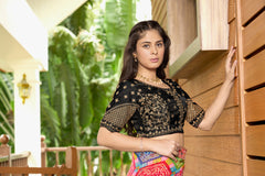 Pujia Mills Women's Readymade Blouse Multi Golden codding Sequence Embroidery Work Indian Ethnic Designer Stitched Readymade Saree Half Sleeve Blouse for Women for Saree Lehenga Choli Mushroom 2