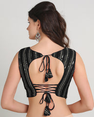 PUJIA MILLS DESIGNER BLOUSE READYMADE FOR WOMEN SWEETHEART NECK BLOUSE SLEEVELESS BLOUSE WITH SEQUIN EMBROIDERY WORK