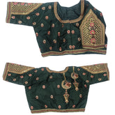 PUJIA MILLS WOMENS READYMADE BRIDAL BLOUSE AARI WORK WITH ROUND NECK BLOUSE FULL SLEEVE BLOUSE