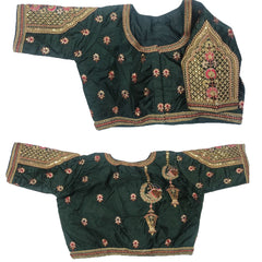 PUJIA MILLS WOMENS READYMADE BRIDAL BLOUSE AARI WORK WITH ROUND NECK BLOUSE FULL SLEEVE BLOUSE