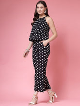 Pujia Mills Women’s Black Top with White Polka Dots & Palazzo Set || Elegant Co-ord Outfit for Casual, Office & Travel Wear