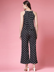 Pujia Mills Women’s Black Top with White Polka Dots & Palazzo Set || Elegant Co-ord Outfit for Casual, Office & Travel Wear