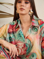 Pujia Mills Women Multi-Colour Kurta Set || Vibrant Printed Rayon Outfit for Office & Daily Wear || Stylish Ethnic Dress for Girls