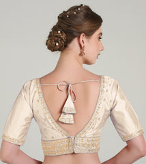 Pujia Mills Woman Readymade Blouse Ethnic wear deep V Neck Classic butti Designer Saree Blouse Half Sleeve Dark Color Blouse Online Embroidery zari Work with Diamond Work Border Blouse