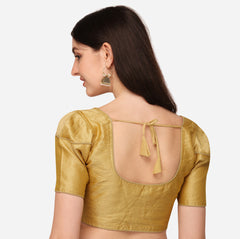 Pujia Mills Women's Silk Puff Sleeve Readymade Saree Blouse