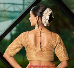 Pujia Mills Women's Readymade Blouse Embroidery Multi Coding maggam Work Sequence Work Indian Ethnic Designer Stitched Readymade Saree Half Sleeve Blouse for Women for Saree Lehenga Choli