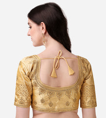 Pujia Mills Women's Blouse Readymade Blouse Embroidery Multi Coding Gold Thread Indian Ethnic Designer Stitched Women's Readymade Saree Blouse for Women for Saree Lehenga Choli ( Suraj )