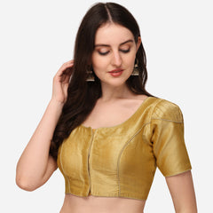 Pujia Mills Women's Silk Puff Sleeve Readymade Saree Blouse