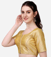 Pujia Mills Women's Plain Half Sleeve Pattern Round Neck Readymade Saree Blouse Indian Ethnic Designer Stitched Women's Readymade Blouse