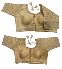 Pujia Mills Women's Blouse Readymade Blouse Embroidery Multi Coding Gold Thread Indian Ethnic Designer Stitched Women's Readymade Saree Blouse for Women for Saree Lehenga Choli