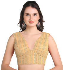 PUJIA MILLS DESIGNER BLOUSE READYMADE FOR WOMEN SWEETHEART NECK BLOUSE SLEEVELESS BLOUSE WITH SEQUIN EMBROIDERY WORK