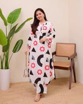 Pujia Mills Women’s Black & White Kurta Set || Elegant Ethnic Wear for Office, Parties & Festive Look