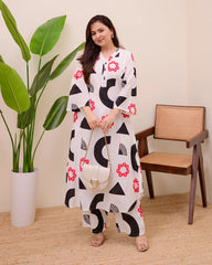 Pujia Mills Women’s Black & White Kurta Set || Elegant Ethnic Wear for Office, Parties & Festive Look