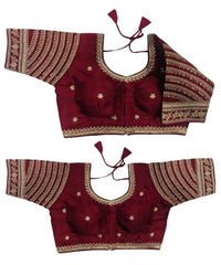 Pujia Mills Women's Blouse Readymade Blouse Embroidery Multi Coding Gold Thread Indian Ethnic Designer Stitched Women's Readymade Saree Blouse for Women for Saree Lehenga Choli