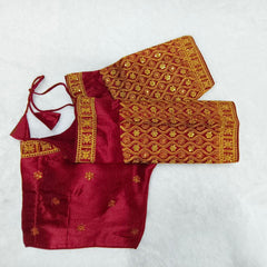 Pujia Mills Women'S Blouse Readymade Blouse Embroidery Multi Coding Gold Thread Indian Ethnic Designer Stitched Women'S Readymade Half Sleeve For Saree Lehenga Choli Material: Heavy Milan Silk