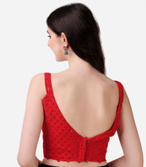 Pujia Mills Women's Georgette Sequin Embroidery Sleeveless Readymade Saree Blouse