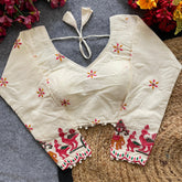 Pujia mills Women's Readymade Khadi Cotton 3/4 Sleeve Readymade Blouse – Soft & Breathable Saree Blouse for Daily Wear, Office, and Festive Occasions (Multiple Sizes & Colors Available)