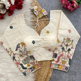 Pujiamills Women's Readymade Blouse – 3/4 Sleeve Khadi Cotton Blouse for Sarees | Soft & Breathable | Daily, Office & Festive Wear | Sizes 32 to 38 Available