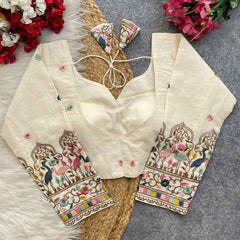 Pujiamills Women's Readymade Blouse – 3/4 Sleeve Khadi Cotton Blouse for Sarees | Soft & Breathable | Daily, Office & Festive Wear | Sizes 32 to 38 Available