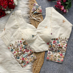 Pujiamills Women's Readymade Blouse – 3/4 Sleeve Khadi Cotton Blouse for Sarees | Soft & Breathable | Daily, Office & Festive Wear | Sizes 32 to 38 Available