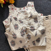 Pujia Mills Readymade Khadi Cotton Sleeveless Blouse – Elegant, Eco-Friendly, Comfortable Fit for Sarees & Special Occasions