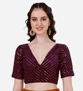 Pujia Mills blouses for women Fancy Readymade blouse Half Sleeve blouse Sequins embroidery work Saree Blouse latest design