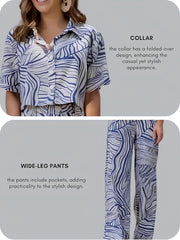 Pujia Mills Women’s Blue Crop Top & Pant Co-ord Set || Stylish Casual & Party Wear Outfit for Girls