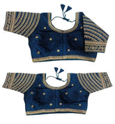 Pujia Mills Women's Blouse Readymade Blouse Embroidery Multi Coding Gold Thread Indian Ethnic Designer Stitched Women's Readymade Saree Blouse for Women for Saree Lehenga Choli