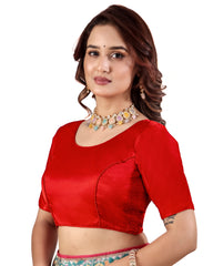 Pujia Mills Malai Satin Checks Blouse with Stretchable Sides for Women