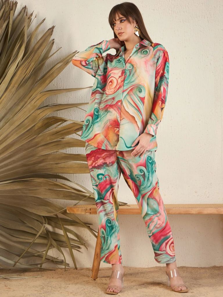 Pujia Mills Women Multi-Colour Kurta Set || Vibrant Printed Rayon Outfit for Office & Daily Wear || Stylish Ethnic Dress for Girls