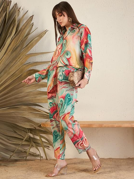 Pujia Mills Women Multi-Colour Kurta Set || Vibrant Printed Rayon Outfit for Office & Daily Wear || Stylish Ethnic Dress for Girls