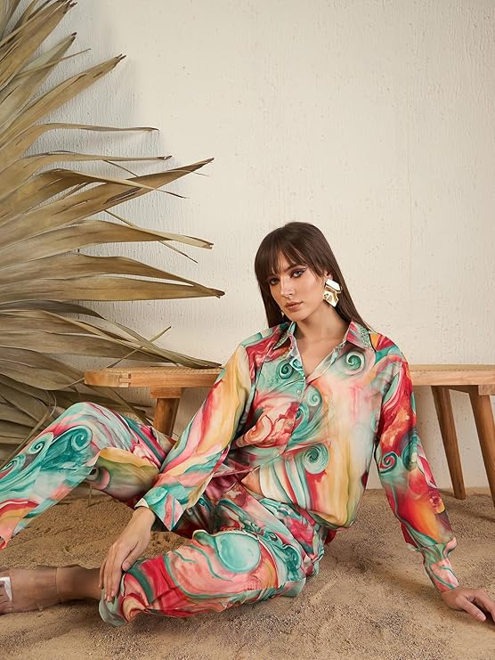 Pujia Mills Women Multi-Colour Kurta Set || Vibrant Printed Rayon Outfit for Office & Daily Wear || Stylish Ethnic Dress for Girls