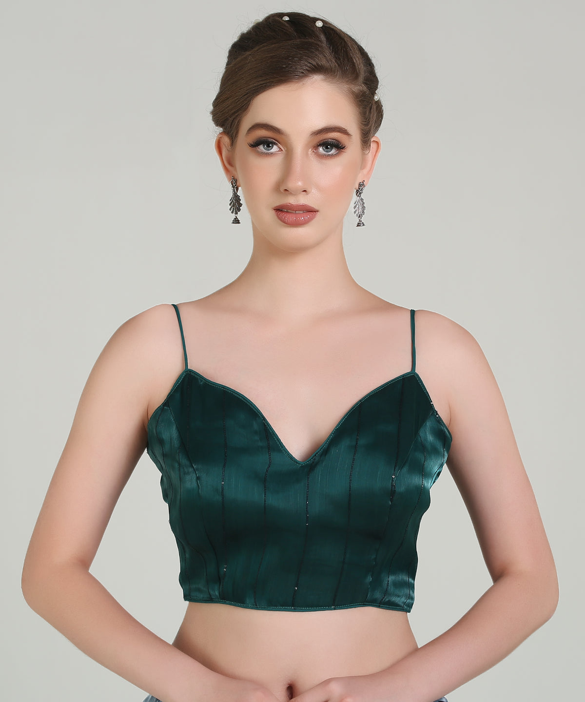 Pujia Mills Latest Collection of 2025 Indian Ethnic wear Spaghetti Stylish for Dark Color Readymade Choli Blouse