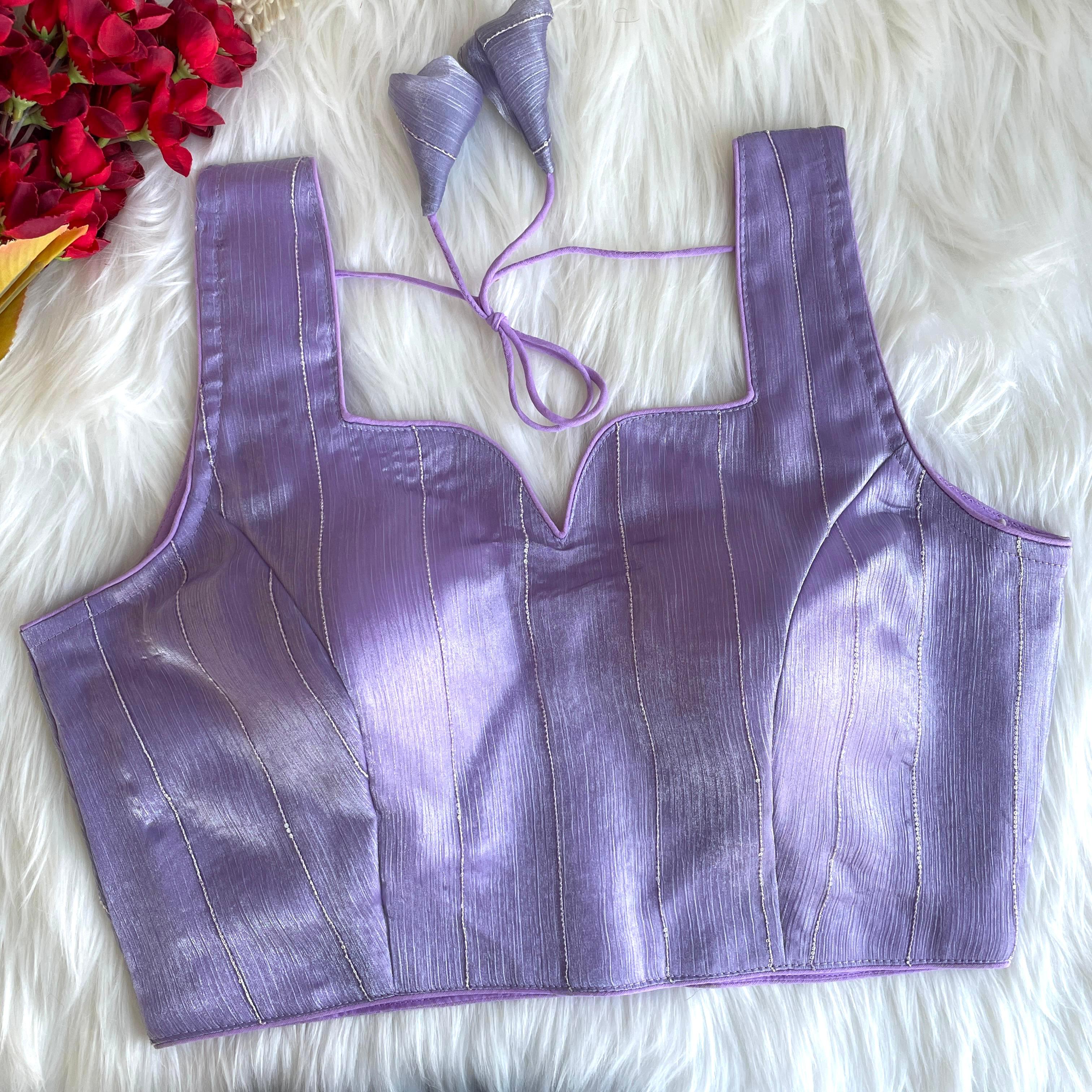 Pujia Mills Woman's Readymade Designer Sleeveless Blouse With Shining Material with Sequence Work Blouse