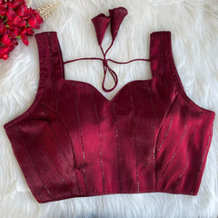 Pujia Mills Woman's Readymade Designer Sleeveless Blouse With Shining Material with Sequence Work Blouse