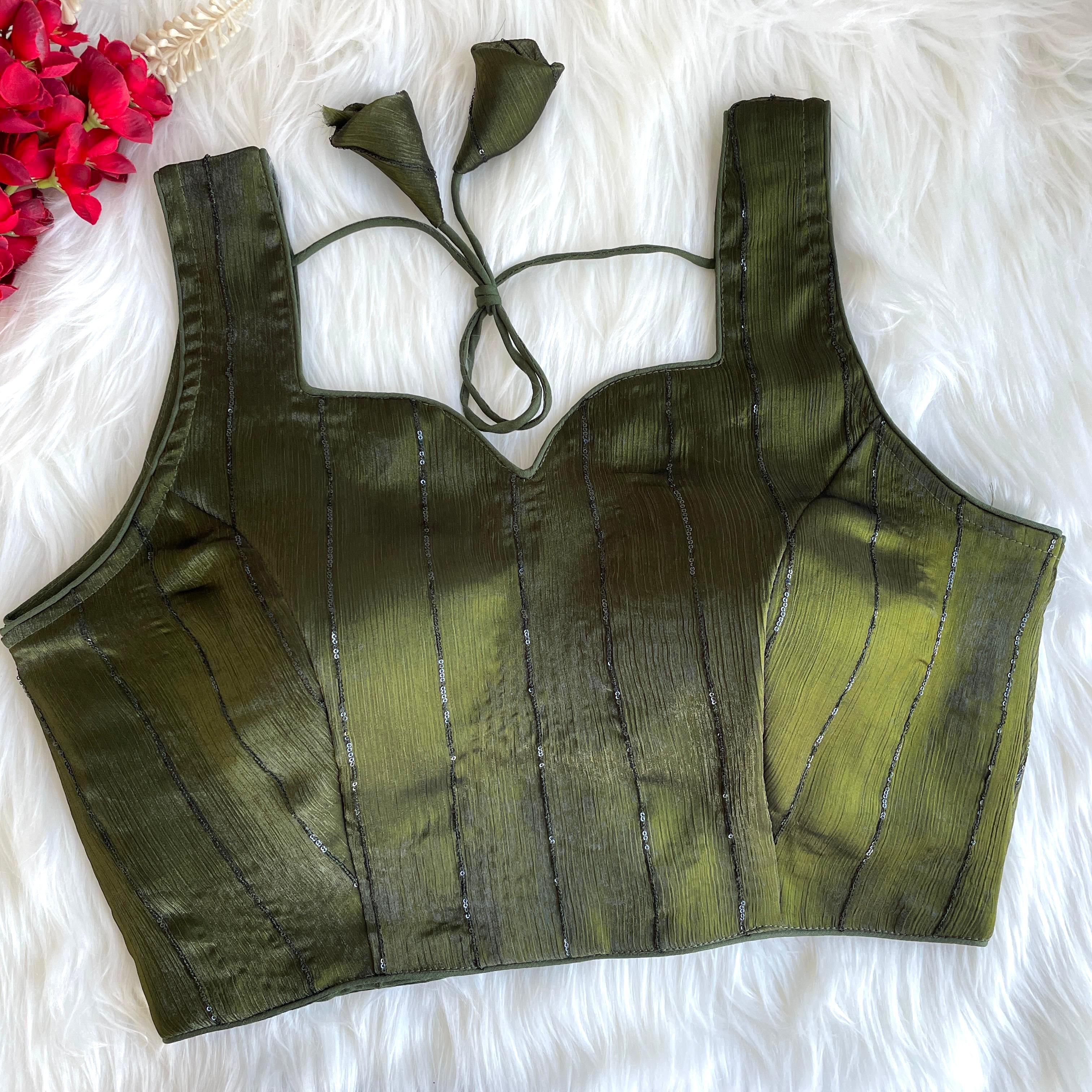 Pujia Mills Woman's Readymade Designer Sleeveless Blouse With Shining Material with Sequence Work Blouse
