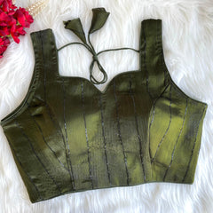 Pujia Mills Woman's Readymade Designer Sleeveless Blouse With Shining Material with Sequence Work Blouse