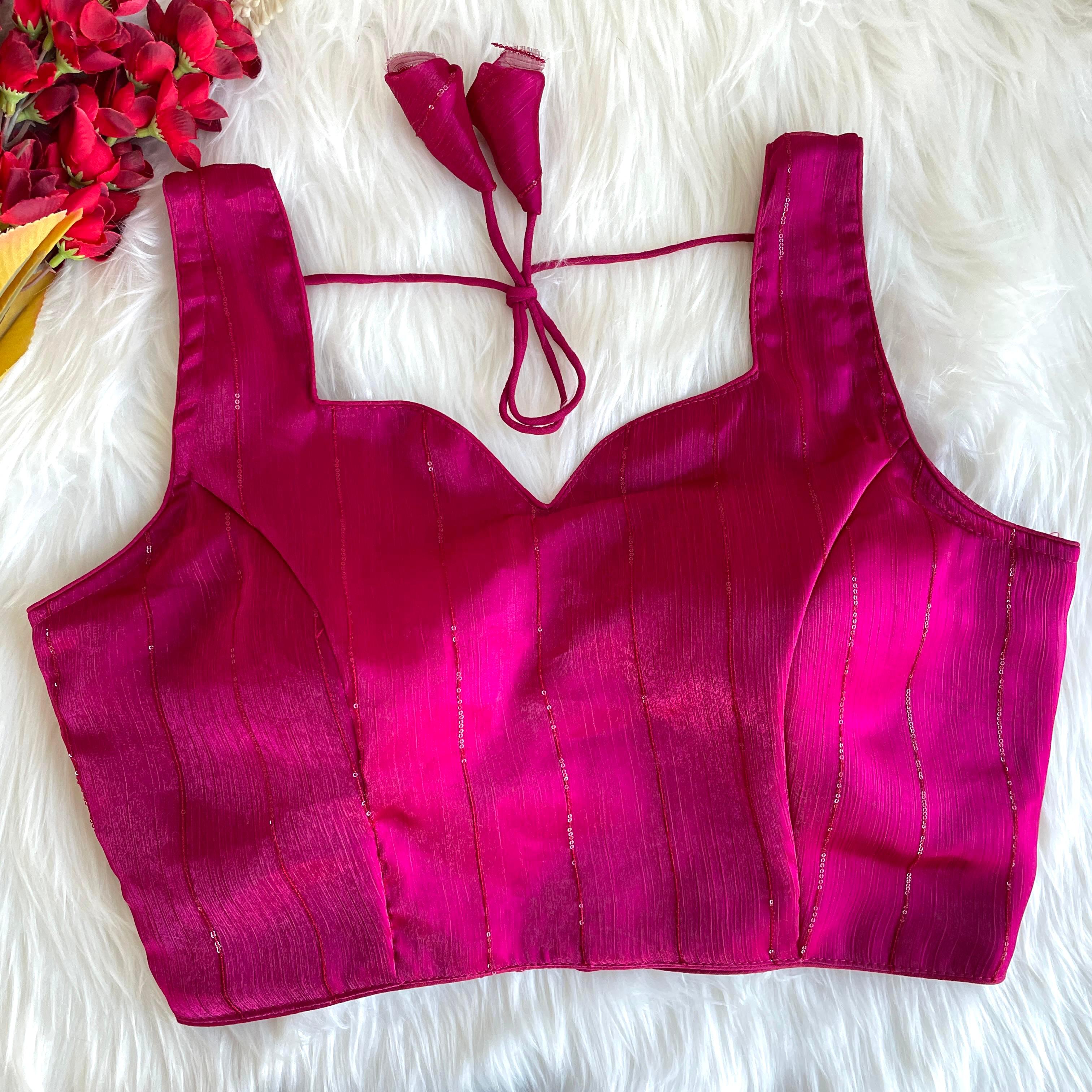 Pujia Mills Woman's Readymade Designer Sleeveless Blouse With Shining Material with Sequence Work Blouse