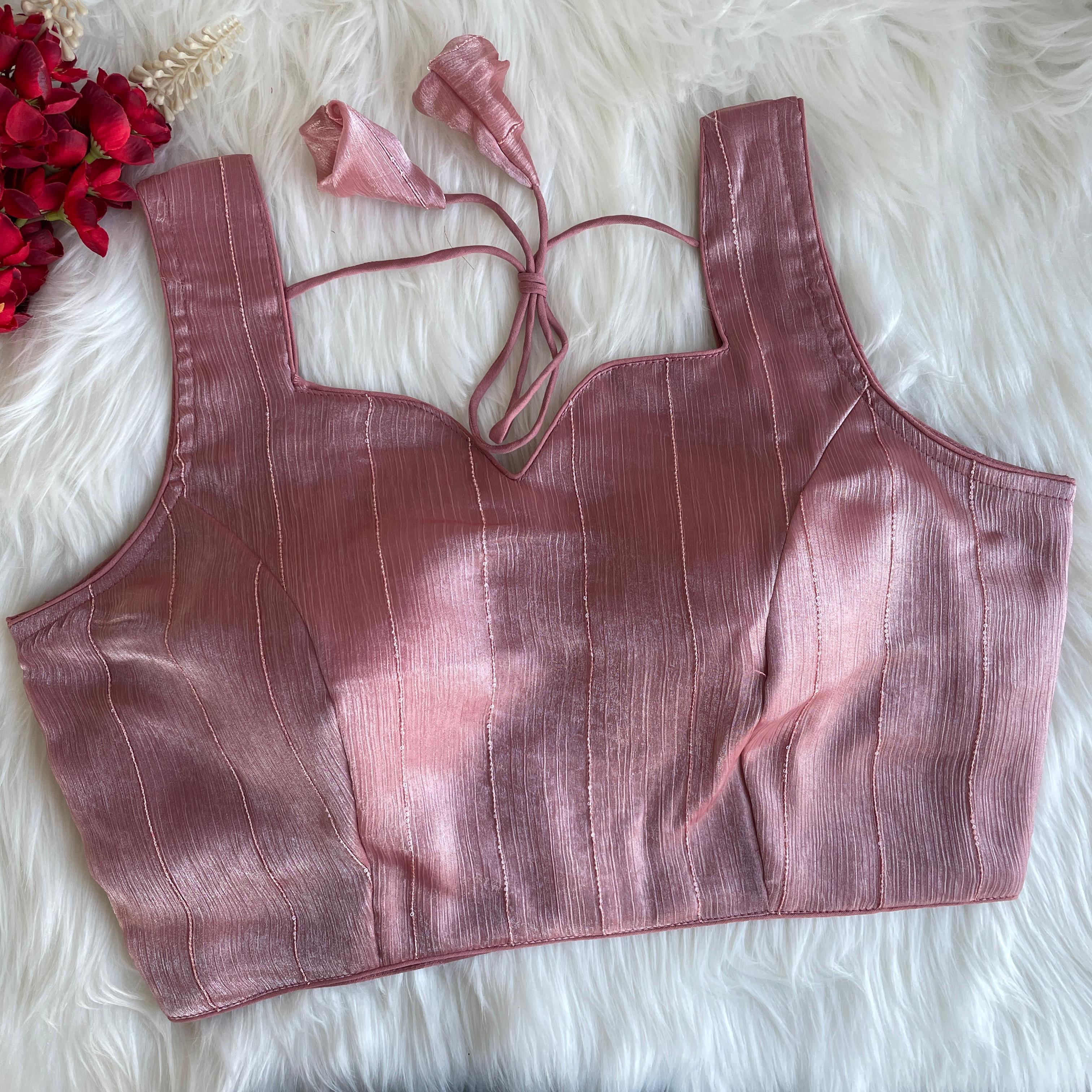 Pujia Mills Woman's Readymade Designer Sleeveless Blouse With Shining Material with Sequence Work Blouse
