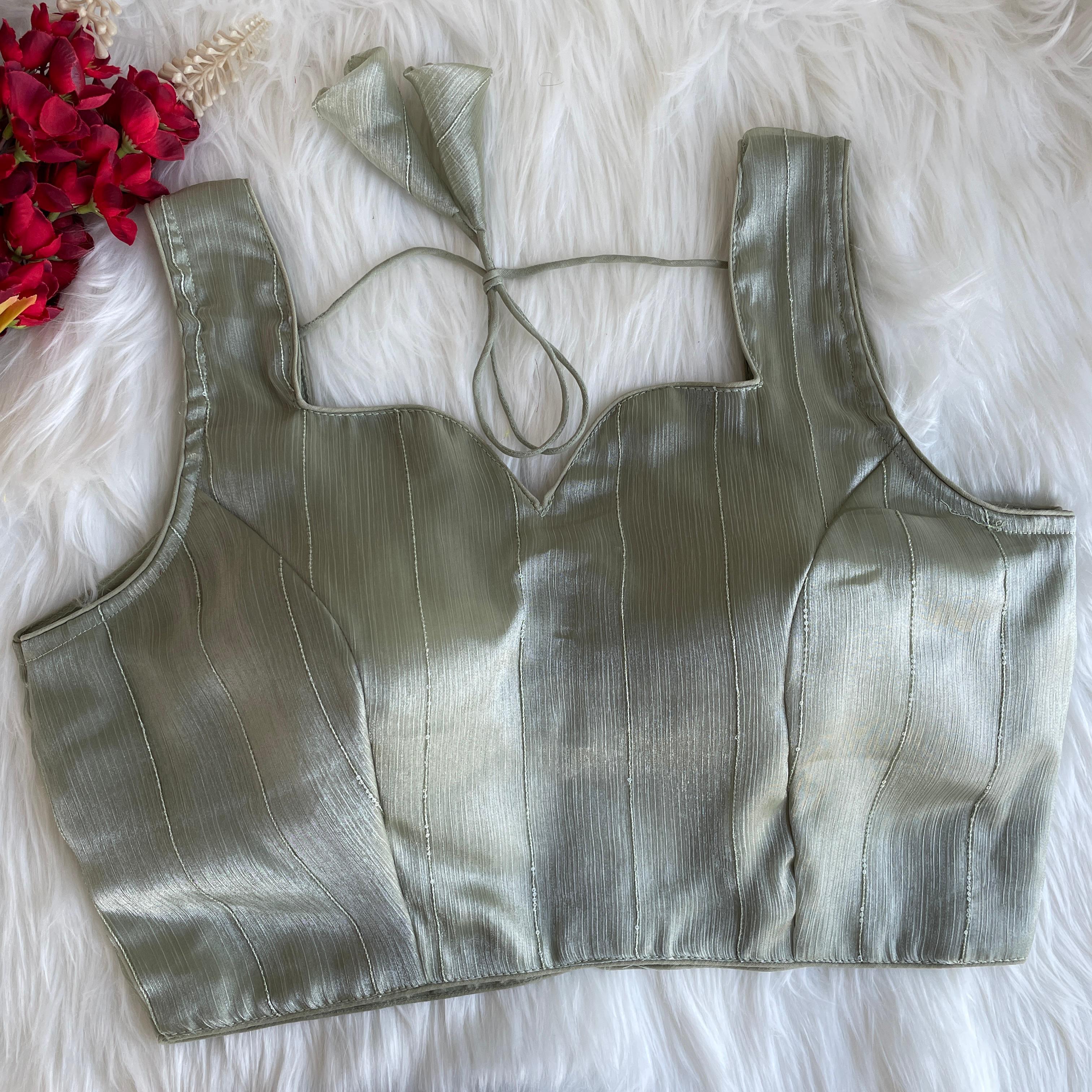 Pujia Mills Woman's Readymade Designer Sleeveless Blouse With Shining Material with Sequence Work Blouse