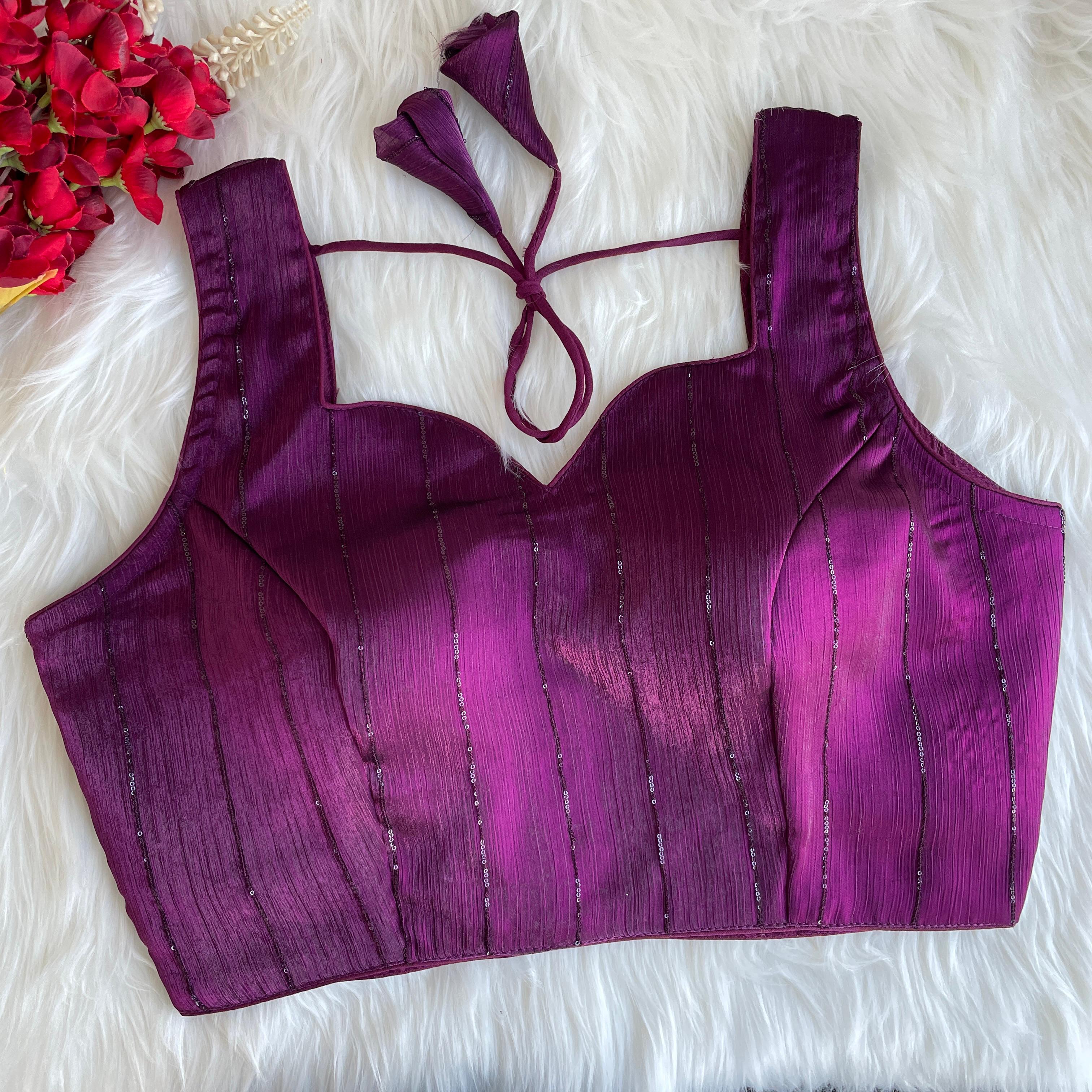 Pujia Mills Woman's Readymade Designer Sleeveless Blouse With Shining Material with Sequence Work Blouse
