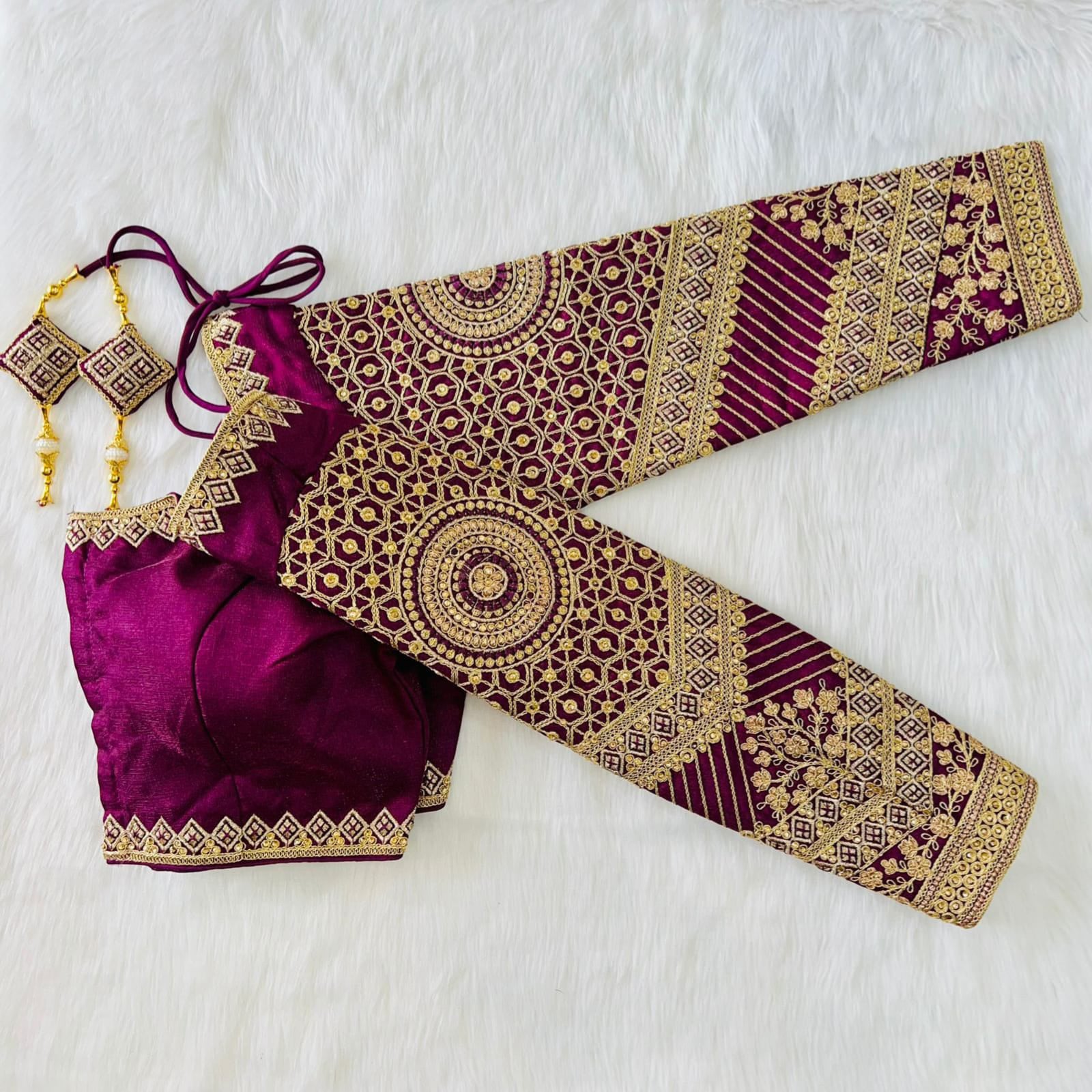 PUJIA MILLS DESIGNER BLOUSE READYMADE BRIDAL BLOUSE AARI WORK FOR