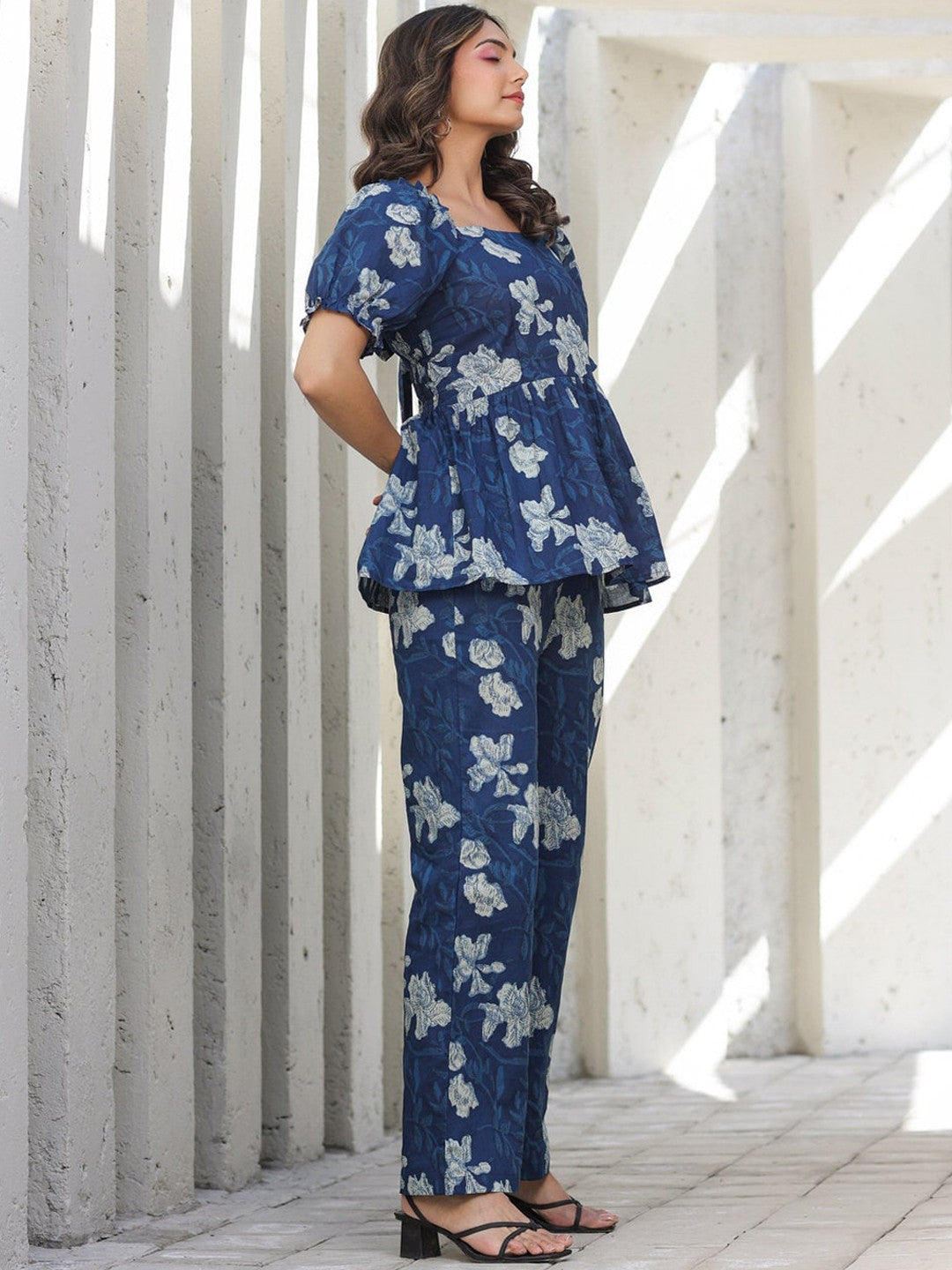 Pujia Mills Women’s Blue Floral Kurta Set || Elegant Rayon Printed Outfit for Summer & Everyday Comfort || Stylish Ethnic Wear for Girls