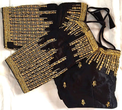 Pujia Mills Women's Silk Embroidery Maggam Khatli Work with Stone Work Readymade Blouse ( SuryaKiran )